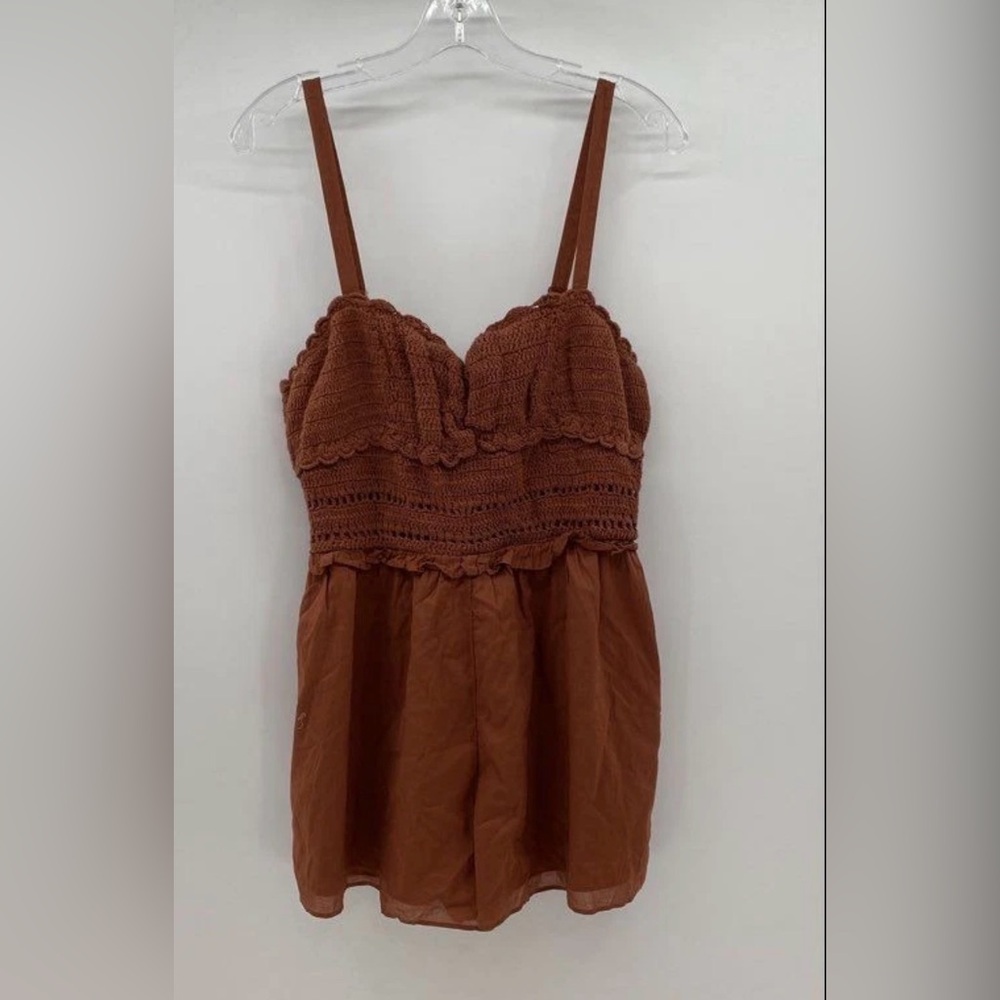 American Eagle Outfitters Brown Crochet Bustier Tank